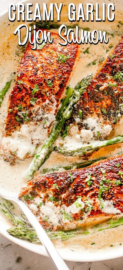 this creamy garlic dipon salmon is ready to be eaten