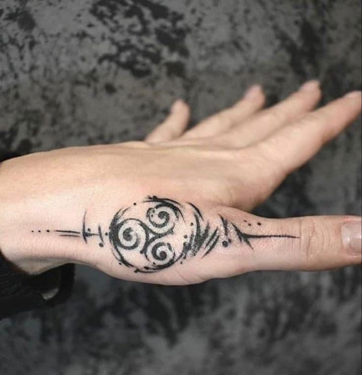 a person's hand with a tattoo on it