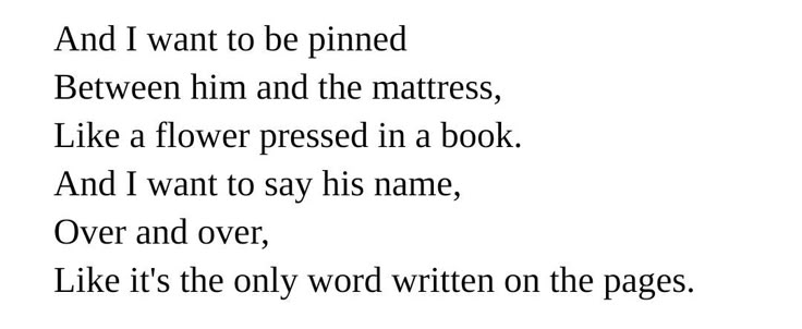 a poem written in black and white with the words i want to be pinned between him and