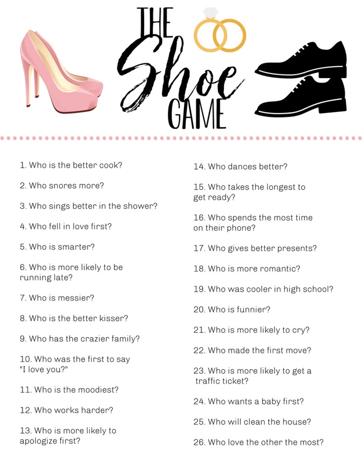 the shoe game with question cards