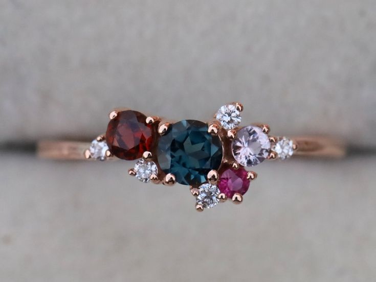 London Blue Topaz Ring Cluster Ring Topaz Engagement Ring - Etsy Sapphire Multi-stone Topaz Promise Ring, Sapphire Multi-stone Topaz Ring For Promise, Diamond Sapphire Ring, Cluster Ring Set, Dainty Diamond Ring, The Bling Ring, Ring Cluster, Ring Ruby, Baguette Diamond Rings