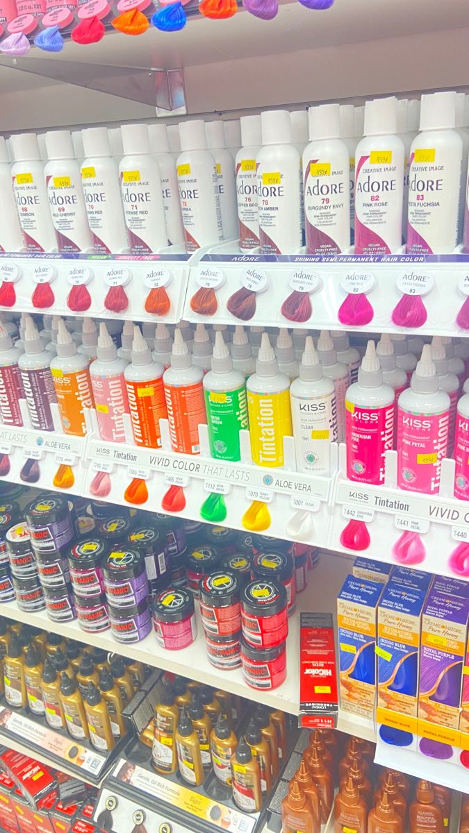 Good Hair Dye Brands, Hair Dye Box, Hair Dye Bottles, Hair Dye Color Chart, Hair Dye Products, Adore Hair Dye, Hair Dye Bottle, Ginger Hair Dyed, Island Nails