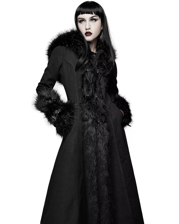 Devil Fashion Womens Long Gothic Lolita Hooded Winter Coat Jacket Black Faux Fur | eBay Winter Faux Fur Long Coat, Faux Fur Long Coat For Fall, Long-sleeved Double-lined Hood Fur Coat For Fall, Hooded Faux Fur Coat For Fall, Hooded Fur Coat With Faux Fur Lining For Fall, Spring Long Coat With Double-lined Hood, Spring Hooded Faux Fur Coat, Fall Hooded Jacket With Faux Fur Trim, Hooded Faux Fur Outerwear For Fall