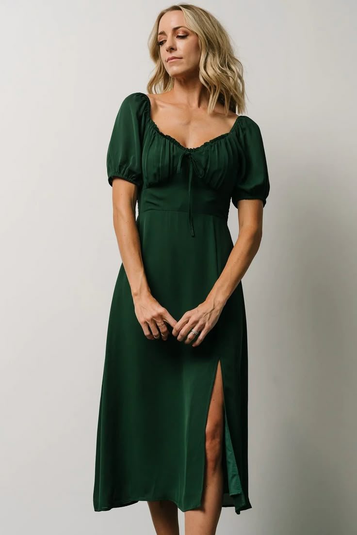 Check out our Cadence Midi Dress! It's simple elegant style is a must have for any wardrobe! Affordable Solid Color Midi Dress For Day Out, Forest Green Satin Midi Dress, Cheap Green Cotton Midi Dress, Forrest Green Flowy Dress, Elegant Flowy Midi Dress At Affordable Price, Cheap Solid Color Midi Dress For Party, Emerald Green Midi Dress Casual, Affordable Summer Formal Midi Dress, Cheap Solid Color Midi Dress For Day Out