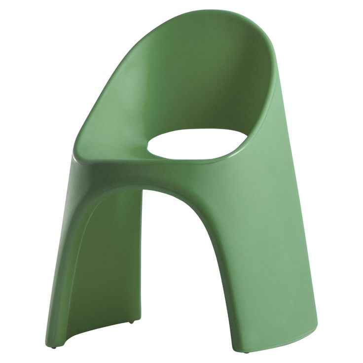 a green plastic chair on a white background