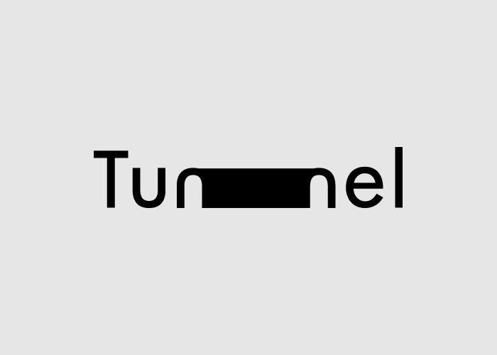 the word tunel is written in black on a white background, and it appears to be