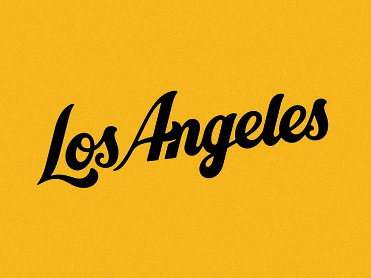 the word los angeles written in black on a yellow background