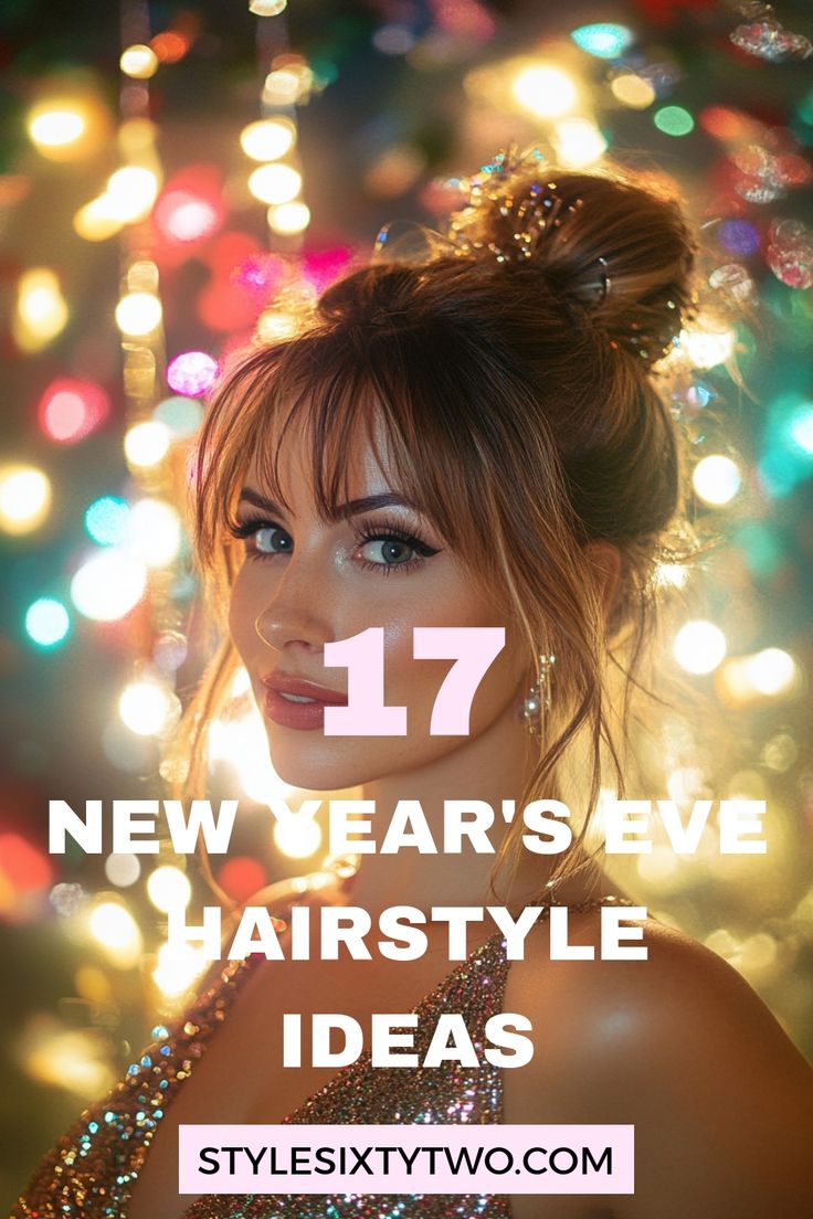 New Year's Eve is the perfect occasion to style your hair in celebration of a fresh start. Medium to long hair looks gorgeous in elegant updos or cascading waves. Curly hair can shine with defined ringlets or a charming half-up style. Short hair turns heads with a sleek bob or a textured pixie cut complemented by bold accessories. Whatever your style, this is the night to embrace your individuality and ring in the new year in unforgettable fashion. Nye Hairstyles Updo, Hair Ideas For New Years Eve, New Years Long Hair Styles, New Year’s Eve Hairstyles Medium Length, New Year’s Eve Updos, Easy Glamour Hairstyles, Hair Styles For Nye, Long Hair New Years Eve Style, Cute Updos For Fine Hair