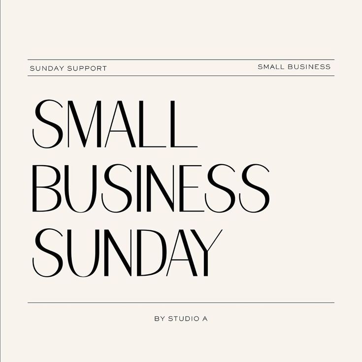 the small business sunday logo is shown in black and white on a light gray background