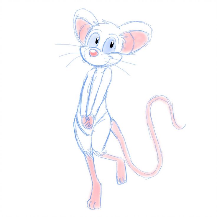 a drawing of a cartoon mouse on a white background