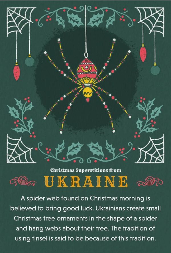 a christmas card with an image of a spider in the center and words on it