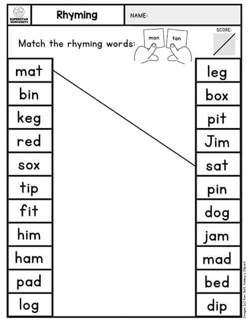 a printable worksheet with words and pictures for the word rhying