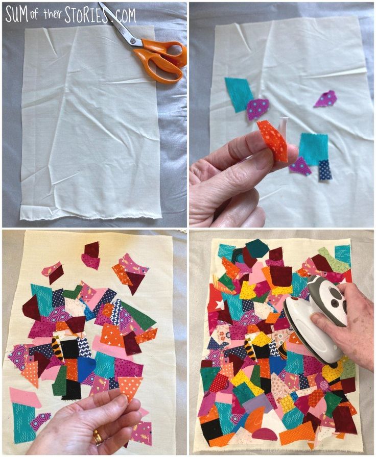 the process for making an art project is being made with colored paper and glues