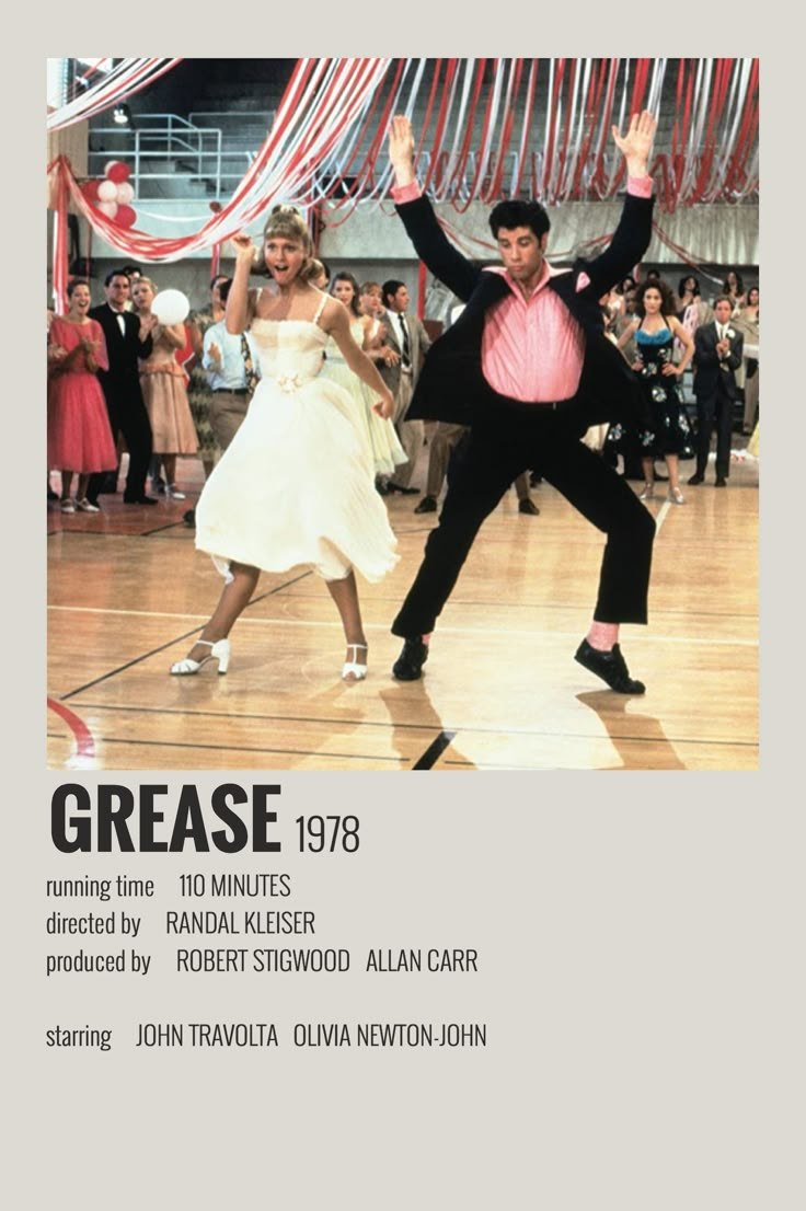 an advertisement for grease, starring actors in the movie's title and number two