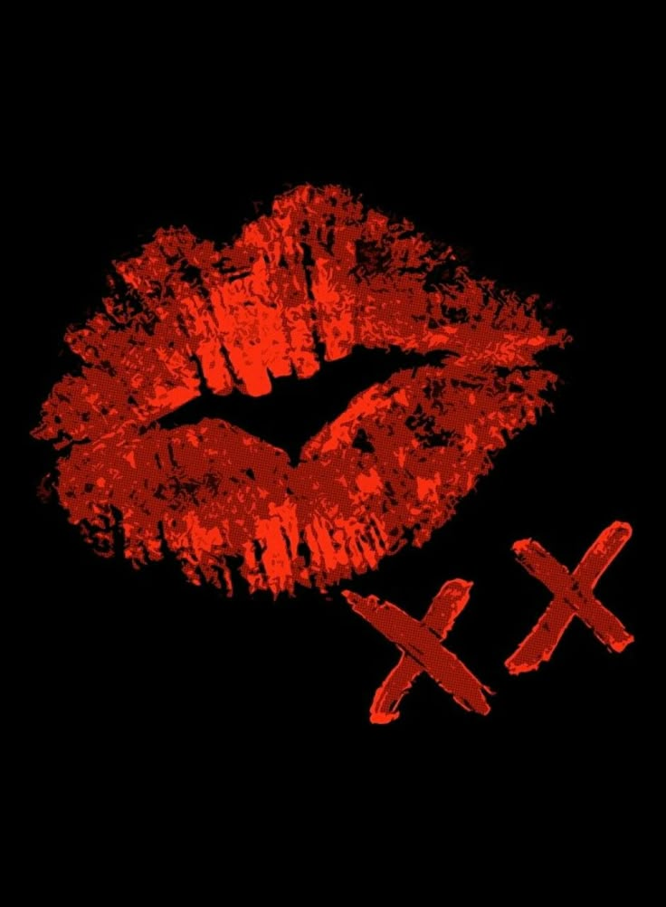 a red lipstick with the word x on it and an image of a woman's lips