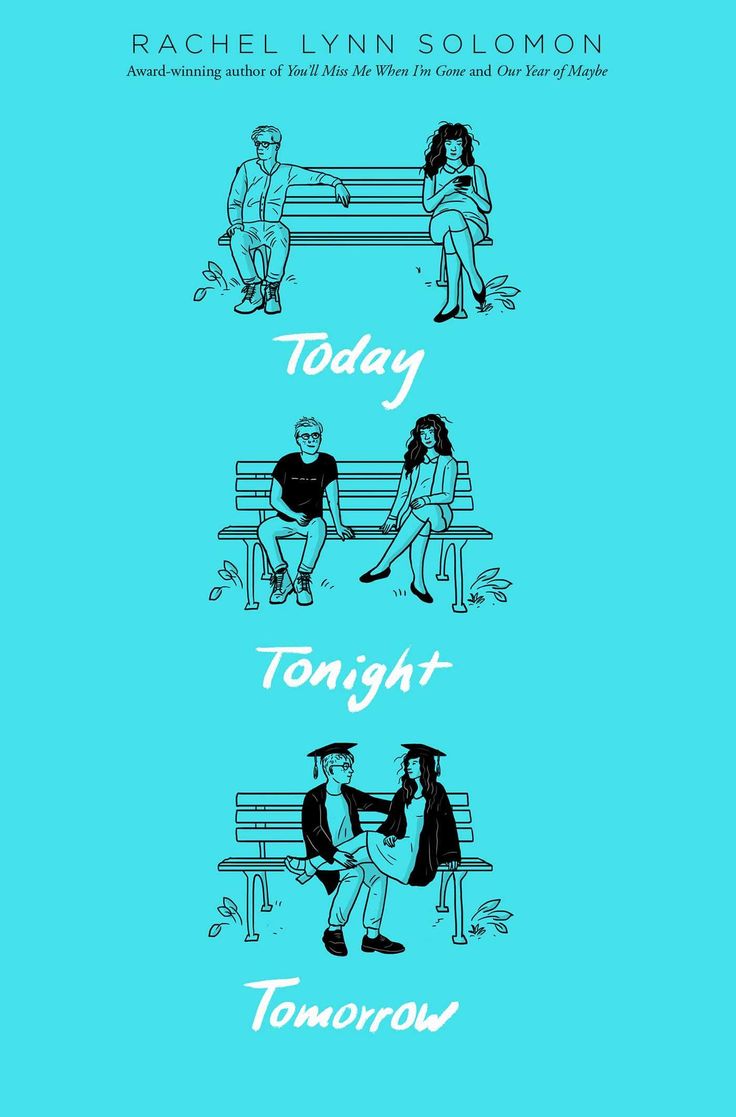 two people sitting on a bench with the words today, tonight and tomorrow written above them