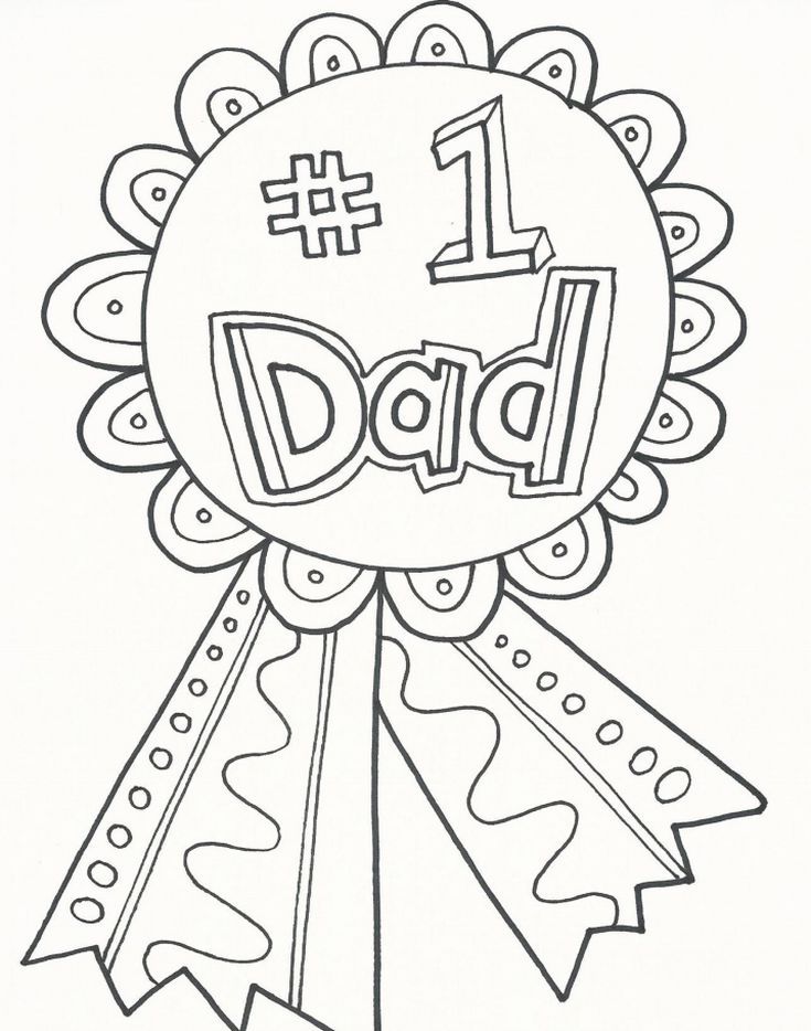 a coloring page for father's day with the number one dad on it and an award