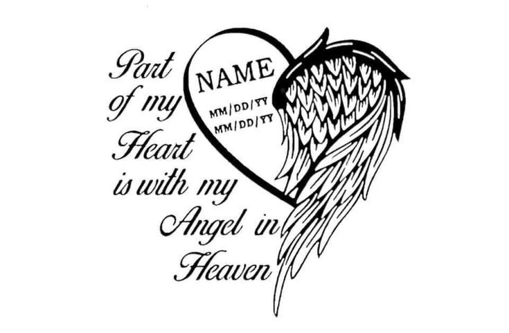 a heart with an angel wings on it and the words, part of my name