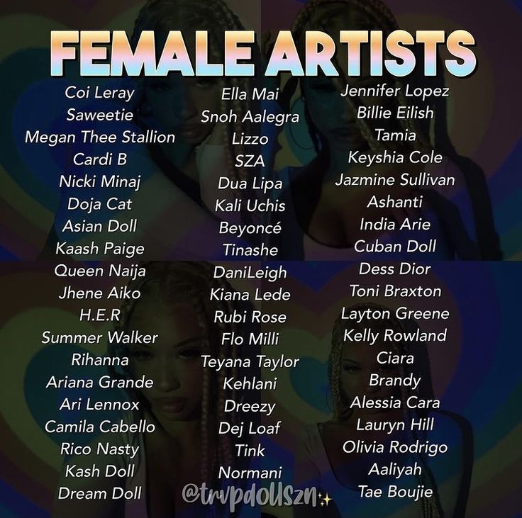 the female artists poster with their names on it