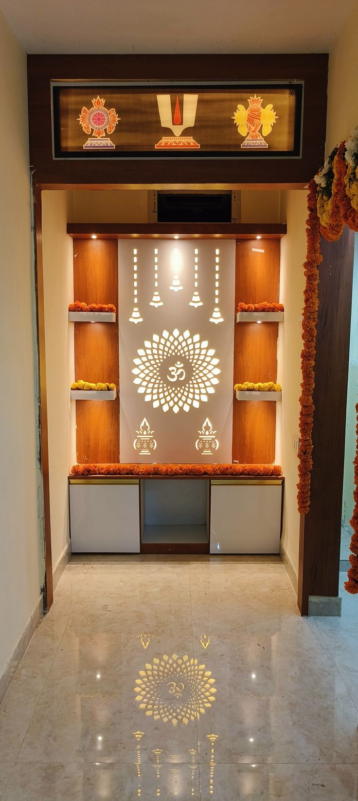 Pooja Room Design Modern Indian, Deoghar Design, Wooden Pooja Room Design, Modern Pooja Room Design Indian Homes, Puja Mandir Design Home In Usa, Pvc Pooja Room Design, Indian Hall Decor, Interior Design For Pooja Room, Tv And Pooja Unit Design