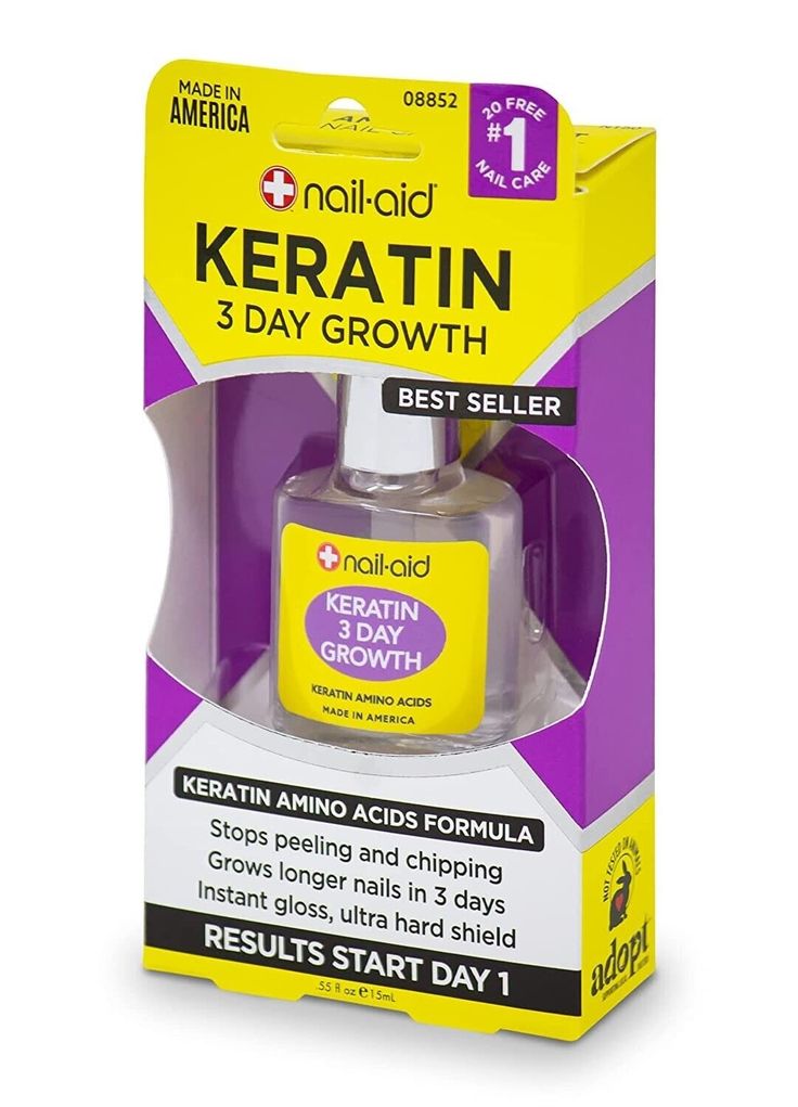 Nail-Aid Keratin 3 Day Growth Nail Treatment &amp; Strengthener Clear 0.55 Fl Oz Grow Long Nails, Nails Inspiration Classy, Nails Inspiration Spring, America Nails, Weak Nails, Nail Strengthener, Nail Fungus, Womens Nails, Clean Nails