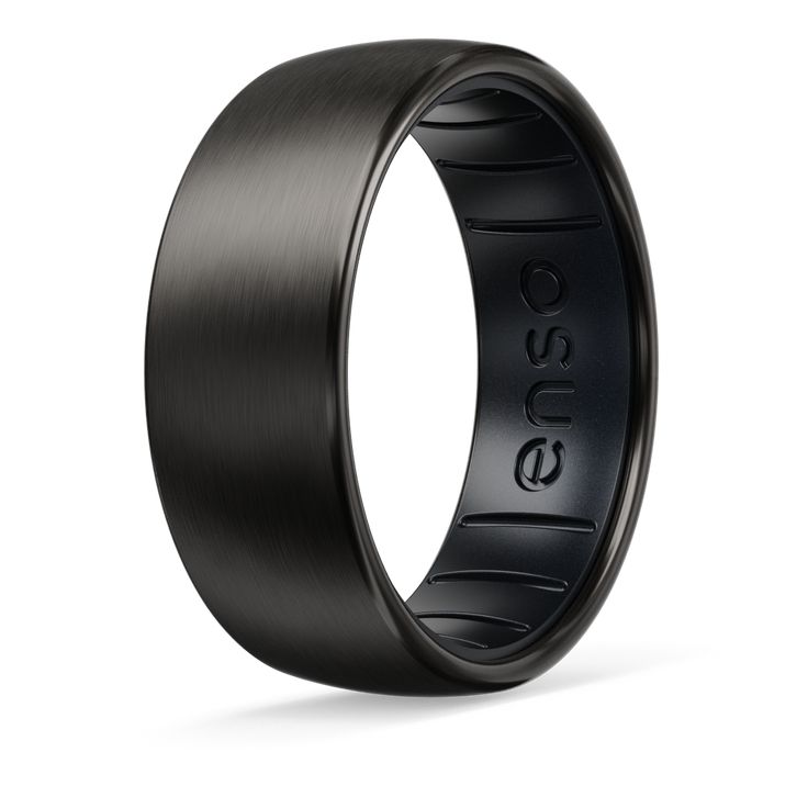 the black ceramic ring is shown on a white background