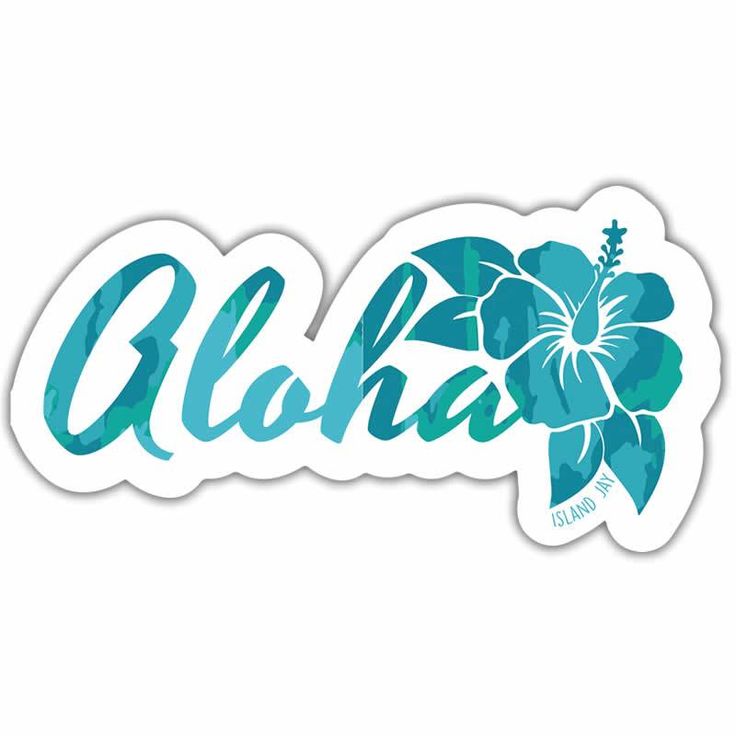 the word aloha with blue flowers and leaves on it's back side