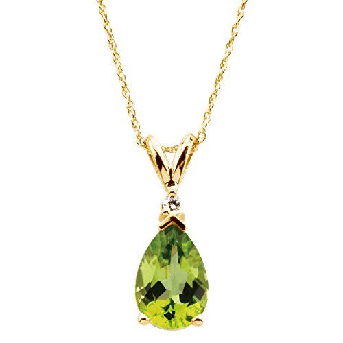 14K Yellow Gold Peridot  Diamond 18Inch Necklace -- Visit the image link more details. (This is an affiliate link) #Necklaces Month Gemstones, Diamond Drop Pendant, Diamond Drop Necklace, Teardrop Diamond, Colorful Gemstones, Pear Pendant, Peridot Jewelry, Peridot Pendant, Peridot Necklace