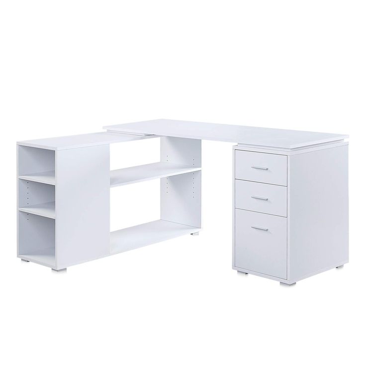 PRICES MAY VARY. [DIMENSION FOR STUDY DESK] Overall size for this corner desk: 60”Lx47.25”Wx29.5”H; Two small drawer interior dimensions: 12.2"Lx13.20"Wx3.7"H, one large drawer interior dimensions: 12.2"Lx13.20"Wx7.1"H. [VERSATILE SETUP] This L shaped desk can be positioned with the L shape facing left or right, so you can decide what best fits your space. The shelves can be adjsuted to suit your knees with 9 heights. Assembly will take under 60 minutes and all hardware is included. [LARGE DESKT Workstation Setup, Crochet Room, Computer Shelf, Diy Corner Desk, First Apartment Tips, L Shaped Computer Desk, Corner Workstation, Apartment Tips, L Shaped Corner Desk