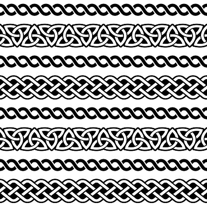 a set of black and white celtic patterns