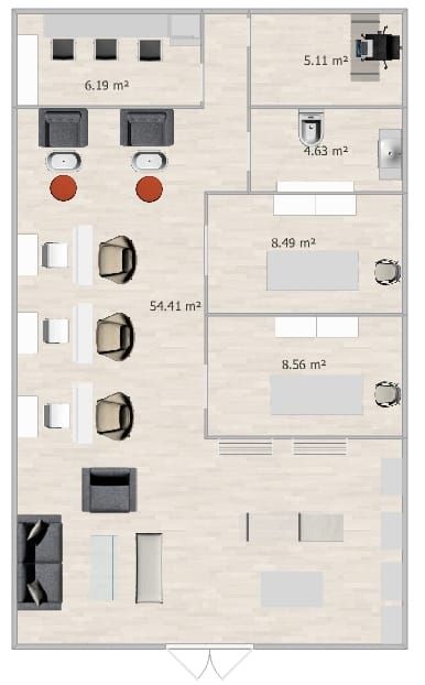 the floor plan for an apartment with furniture