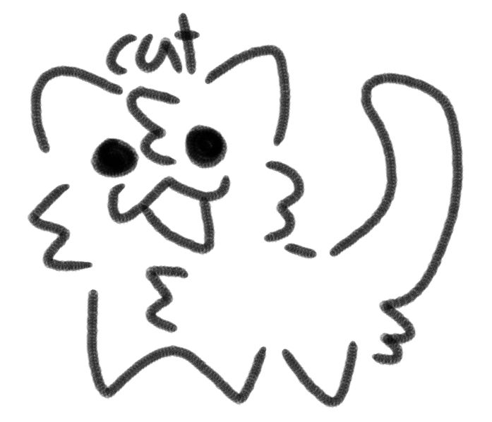 a drawing of a cat with its mouth open