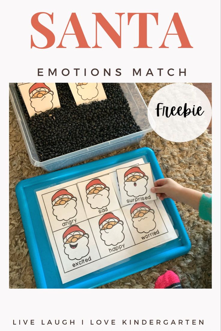 santa emotions match with freebie for kids to practice their feelings in the wintertime