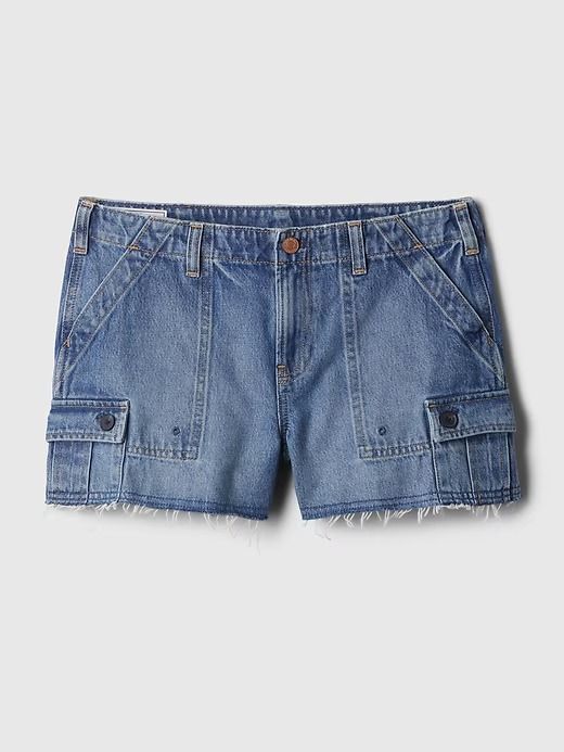 Low Rise Y2K Cargo Denim Shorts | Gap Medium Wash Cotton Jean Shorts With Cargo Pockets, Spring Mid-rise Jean Shorts With Patch Pockets, Relaxed Fit Mid-rise Shorts With Patch Pockets, Mid-rise Relaxed Fit Shorts With Patch Pockets, Medium Wash Shorts With Patch Pockets, Gap Jeans With Pockets, High Rise Jean Shorts With Patch Pockets For Summer, Summer High Rise Jean Shorts With Patch Pockets, Summer High-rise Jean Shorts With Patch Pockets