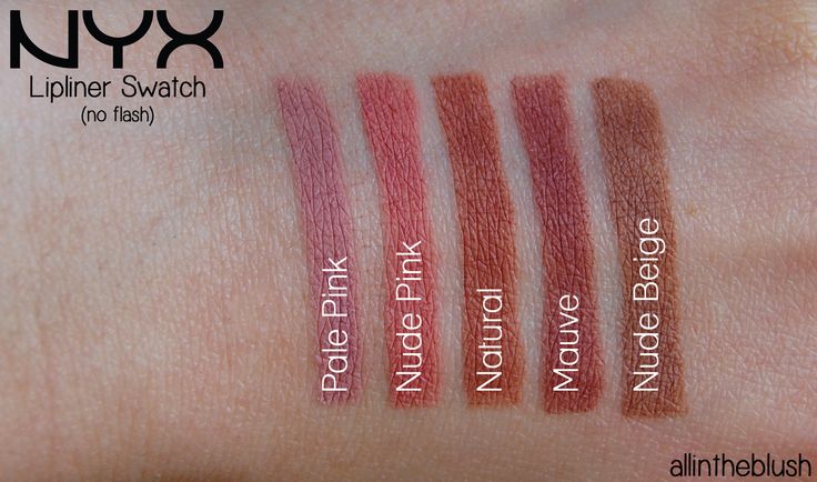 NYX Slim Lip Pencil Swatches in "Pale Pink", "Nude Pink", "Natural", "Mauve", and "Nude Beige" Nyx Lip Liner Swatches, Lip Liner Swatches, Nyx Lip Pencil, Nyx Slim Lip Pencil, Mac Shades, Nyx Lip Liner, Lipgloss Swatches, Lip Pencil Colors, Makeup Shopping