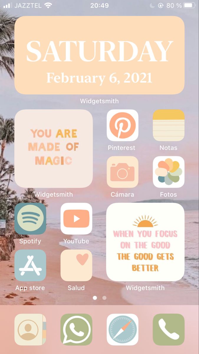 an iphone screen with icons on it and the text saturday, february 6, 2021