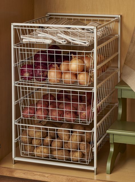 three wire baskets stacked on top of each other