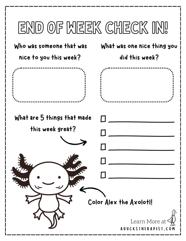 the end of week check in worksheet for students to practice their writing skills