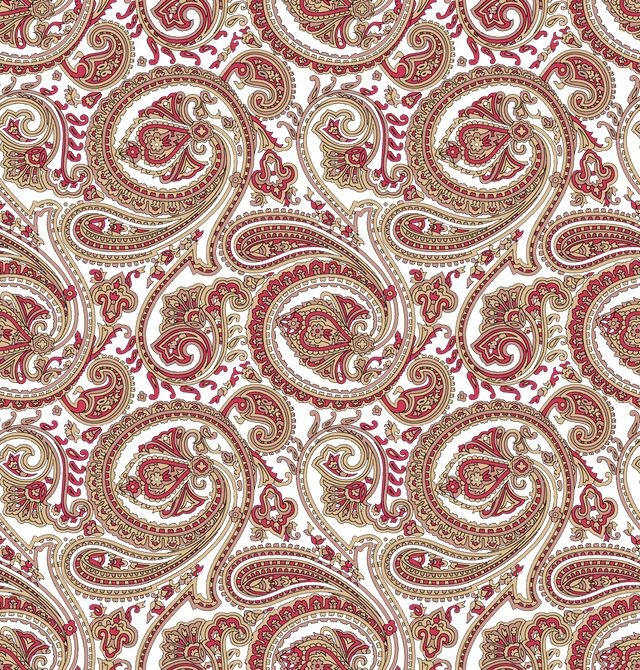 a red and white paisley print fabric