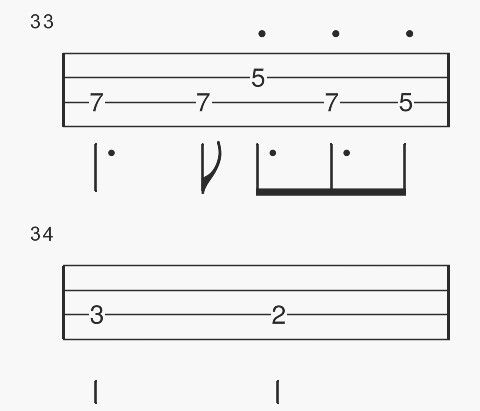 the guitar tabs are shown with numbers and symbols for each part of the tab