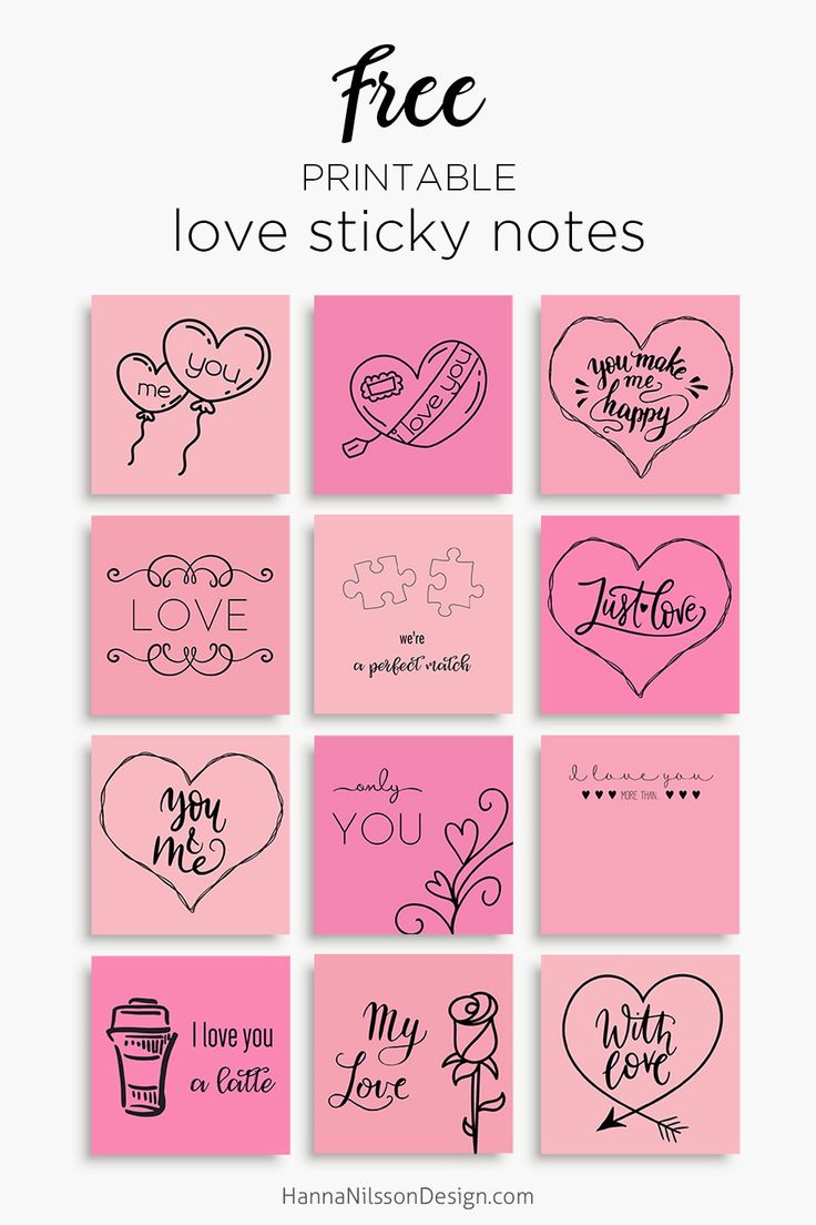 valentine's day printable love sticky notes