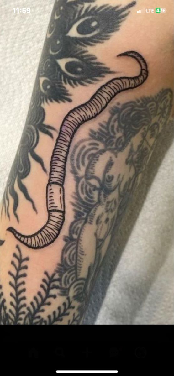 an arm tattoo with a snake on it