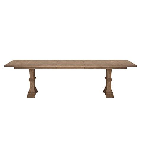 a large wooden table on a white background