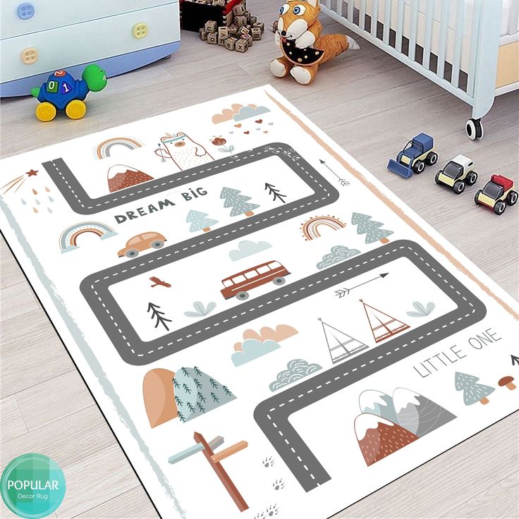 a child's play mat in the shape of a road