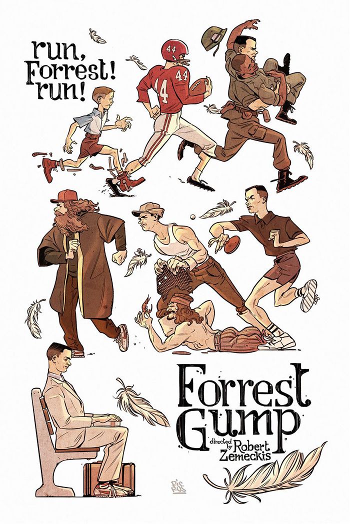 an advertisement for forrest gump and the famous american football players