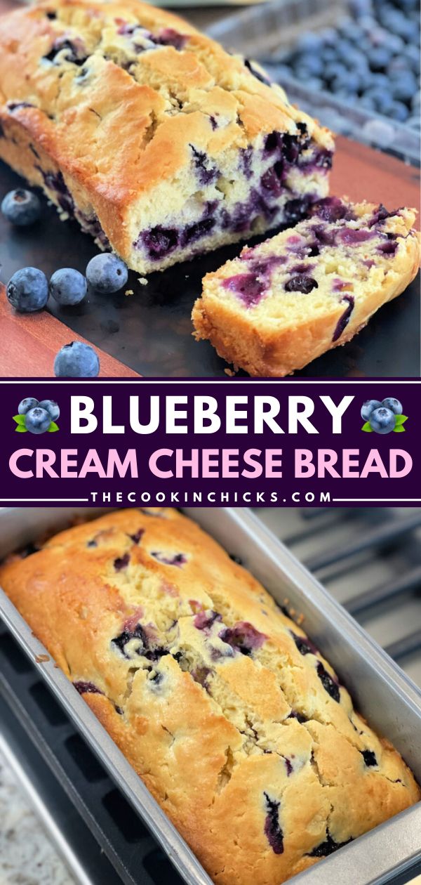 This fresh blueberry recipe lets you have a delightful loaf of quick bread! It's a must-have on your Easter brunch menu. Moist and flavor-packed, this Blueberry Cream Cheese Bread will also be a hit at your Mother's Day brunch at home! Recipe That Uses Lots Of Eggs, Fresh Blueberries Recipes, Camping Desserts For A Crowd, Blueberry Apple Recipes, Summer Dessert Recipes No Bake, What To Do With Blueberries, Fresh Blueberry Desserts, Sweets To Sell, Blueberry Cream Cheese Bread