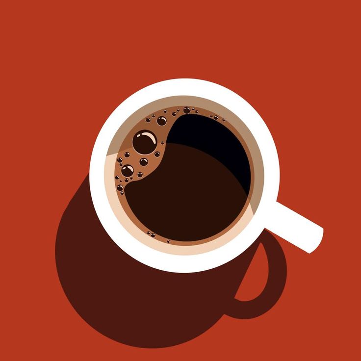 a cup of coffee on a red background with a shadow from the top and bottom