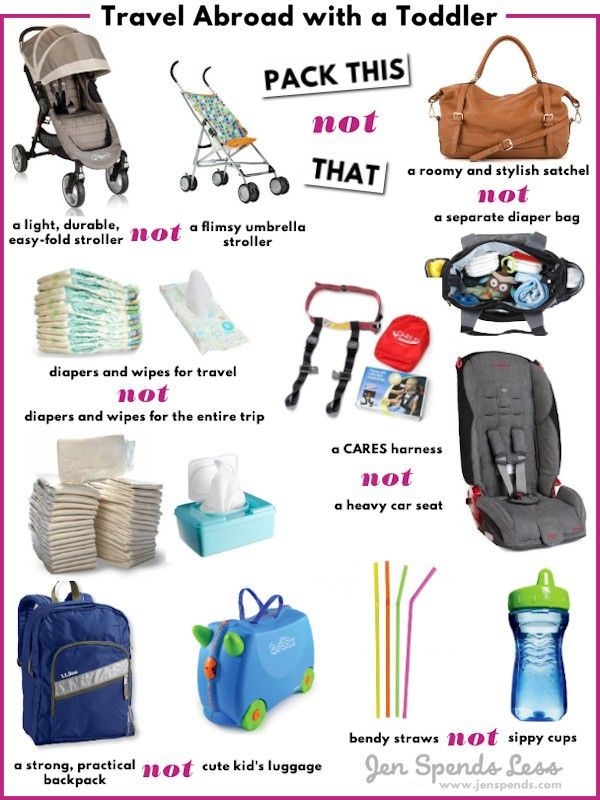 an ad for travel with a toddler and other things to pack in the bag