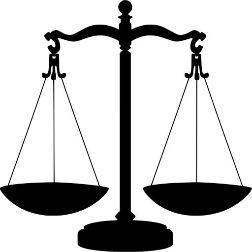 the scale of justice is shown in black and white