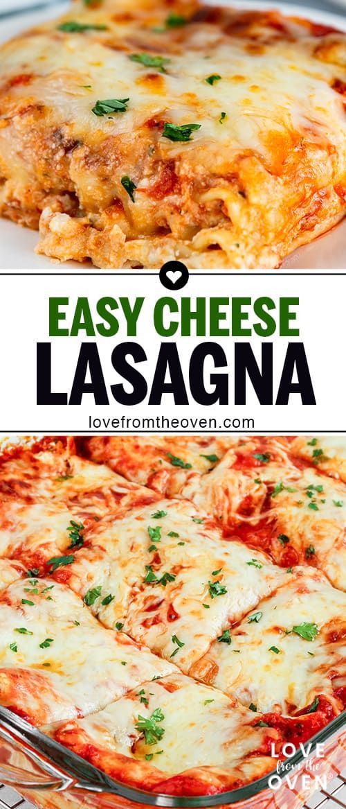 an easy cheesy lasagna casserole recipe with cheese and spinach